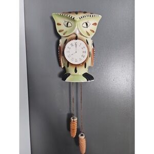 RARE Vintage Anthropomorphic Owl Wall Pocket Mid Century Clock